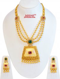 22Kt Gold Antique Necklace Set(Long ( Antique Necklace Sets )