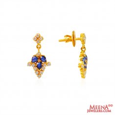 22Kt Gold CZ Colored Stone Earrings ( Precious Stone Earrings )