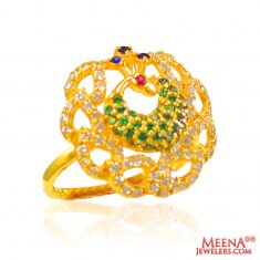 22Kt Gold CZ and Colored Stone Ring
