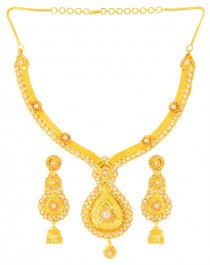 22Kt Gold Pearls Necklace Set ( Gold Designer Sets )