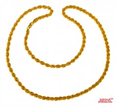 22 Kt Gold Rope Chain 24 Inches