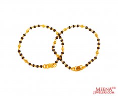 22Kt Gold Blk Beads Baby Bracelets