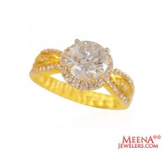 22K Gold Ring CZ Solitaire ( Ladies Signity Rings )