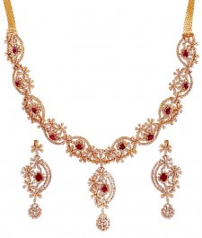 Ruby Diamond 18K Necklace Set