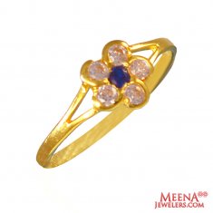 22Kt Gold CZ and Colored Stone Ring