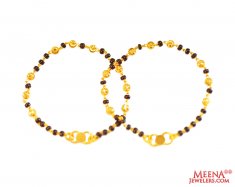 22Kt Gold Blk Beads Baby Bracelets