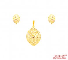 22Kt Gold Two Tone Pendant Set