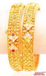 22Kt Gold Antique Kadas (2 Pcs) ( Antique Bangles )