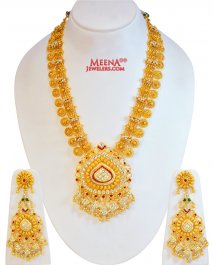 22Kt Gold Antique Necklace Set(Long ( Antique Necklace Sets )