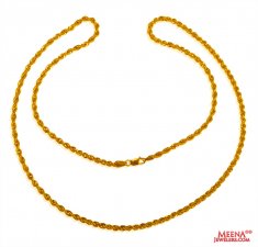 22 Kt Hollow Rope Chain (22 Inch)