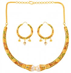 22Karat Gold  Pipe Necklace Set ( Gold Designer Sets )