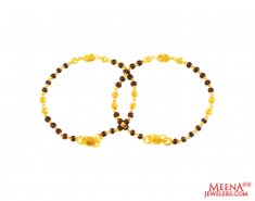 22Kt Gold Blk Beads Baby Bracelets