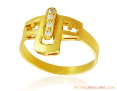 22k Fancy Gold Matte Finish Ring ( Ladies Signity Rings )