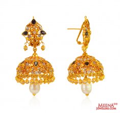 Precious Stones Jhumki 22 Kt Gold ( Exquisite Earrings )