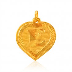 22k Gold Pendant with Initial (E) ( Initial Pendants )