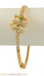 Gold Bracelet with Diamond, Emeralds ( Diamond Bangles )
