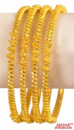 22Kt Gold Fancy Bangles (4 Pc)