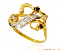 Colored Stones Fancy 22k Gold Ring ( Ladies Signity Rings )