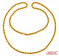 20 Inch 22 kt Hollow Rope Chain 