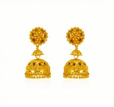 22 kt Gold Jumki Earrings ( Precious Stone Earrings )